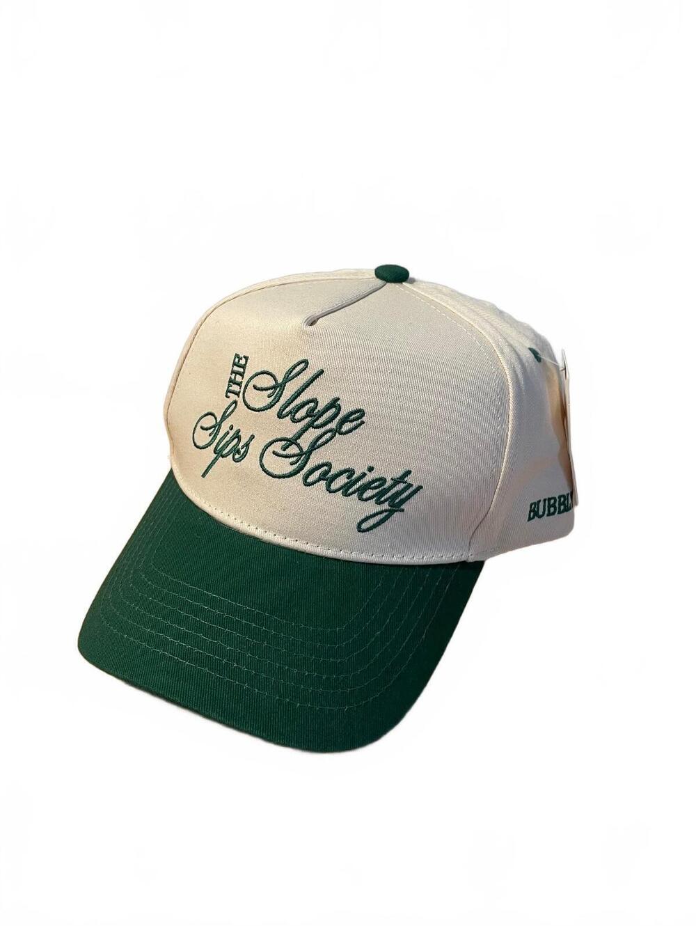 Anthropologie Slopes Sips Society white and green baseball cap